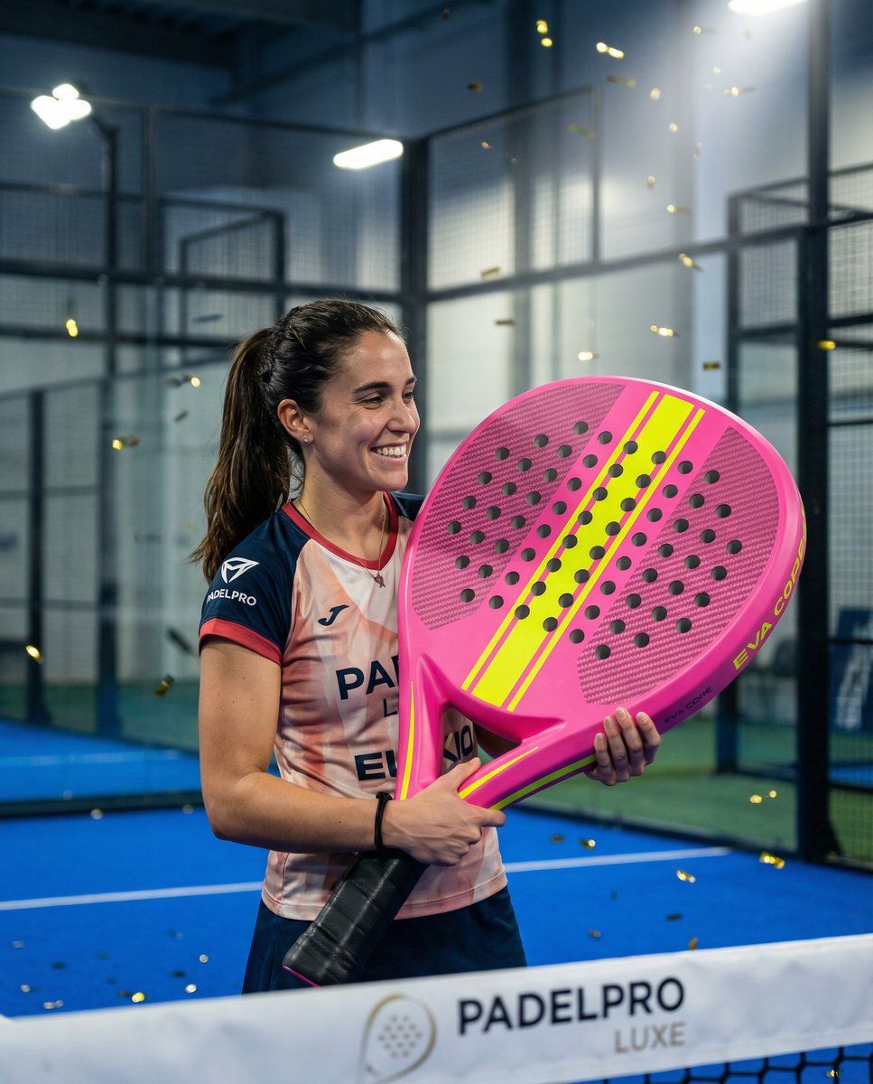 Jugadora de pádel celebrando con raqueta
