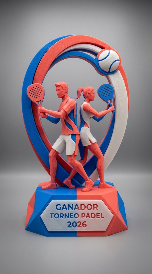 Trofeo rojo azul dobles